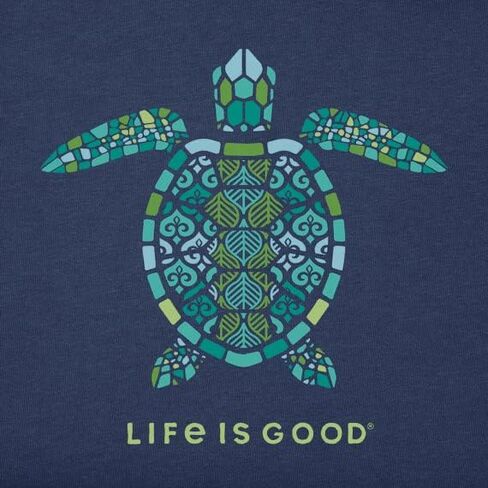 الحياة طيبة للرجال Mandala Turtle Short Sleeve Crusher-Lite Tee (كبير ، أحلك أزرق) in Kuwait
