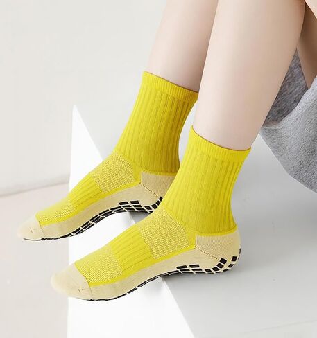 6 Pairs 4-12 Years Old Kids Soccer Grip Socks Anti Slip Athletic Socks Cushioned Football Crew Socks for Teens Boys in Saudi Arabia