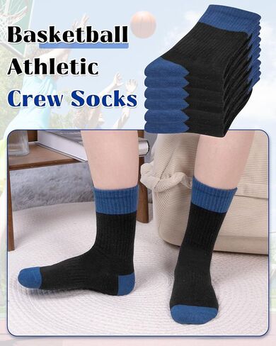 Toddler Kids Boys Basketball Athletic Crew Socks, Youth Girls Soft Cozy Casual Striped Seamless Cotton Sports Socks in Saudi Arabia