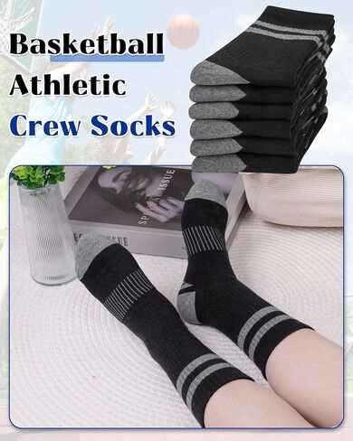 Toddler Kids Boys Basketball Athletic Crew Socks, Youth Girls Soft Cozy Casual Striped Seamless Cotton Sports Socks in Saudi Arabia