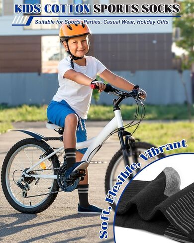 Toddler Kids Boys Basketball Athletic Crew Socks, Youth Girls Soft Cozy Casual Striped Seamless Cotton Sports Socks in Saudi Arabia