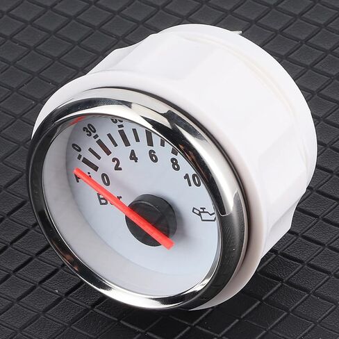 2in 0 10Bar Oil Pressure Meter 145psi LED Backlight Dial Instrument for Auto Motorcycle Boat Truck 12V 24VWhite Dial Silver Frame Oil Pressure Meter52mm GaugeOil (White Dial Silver Bezel) in Kuwait