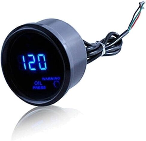 2" 52 mm Oil Pressure Press Gauge Black Meter Digital Blue Universal K973B NPT 1/8"-Sensor Mounting Thread 10.5Psi-Warning Point Smoked Lens Tint in Saudi Arabia