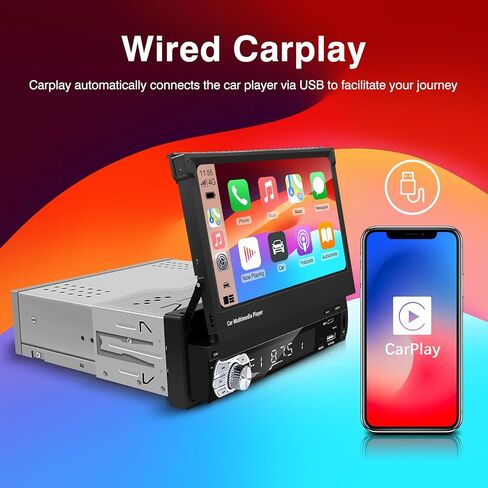 1-Din Flip Touch Screen Car Stereo with 1080P Retractable TFT/LCD Display, FM Radio, USB/SD, MP4/MP5 Player Backup Camera Support. in Kuwait