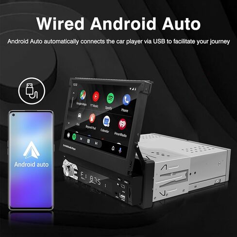 1-Din Flip Touch Screen Car Stereo with 1080P Retractable TFT/LCD Display, FM Radio, USB/SD, MP4/MP5 Player Backup Camera Support. in Kuwait