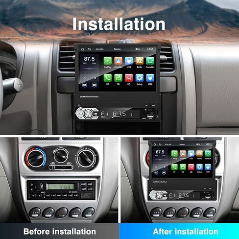 1-Din Flip Touch Screen Car Stereo with 1080P Retractable TFT/LCD Display, FM Radio, USB/SD, MP4/MP5 Player Backup Camera Support. in Kuwait