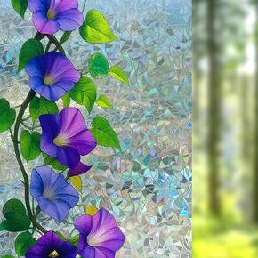 فيلم نافذة النرجس الزجاجي الملون Nuxovilar ، 17.7 × 39.4inch ، تمشيط نمط الأزهار الطازج للمنزل والديكور (Sparkle) in Kuwait