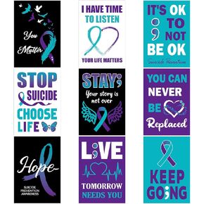 BeYumi Heart Health Awareness Poster - 9Pcs Heart Health Awareness Posters Red Ribbon Heart Disease Month Awareness Poster for Campaign School Event Supplies Classroom Charity Welfare Activities Decor in Kuwait