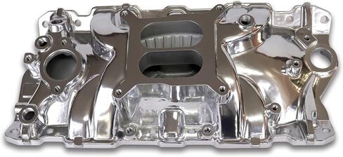 2701 EPS Aluminum Dual Plane SBC Intake Manifold Compatible with Chevy Small Block 305 327 350 1955-86 262-400 V8 Engine Polished in Saudi Arabia