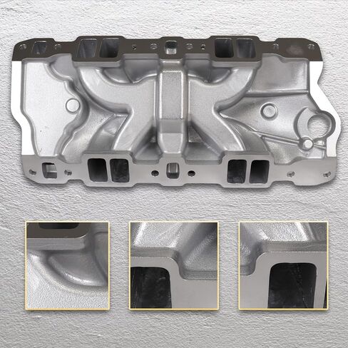 2701 EPS Aluminum Dual Plane SBC Intake Manifold Compatible with Chevy Small Block 305 327 350 1955-86 262-400 V8 Engine Polished in Saudi Arabia