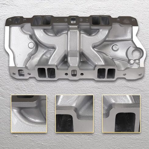 2701 EPS Aluminum Dual Plane SBC Intake Manifold Compatible with Chevy Small Block 305 327 350 1955-86 262-400 V8 Engine Polished in Saudi Arabia