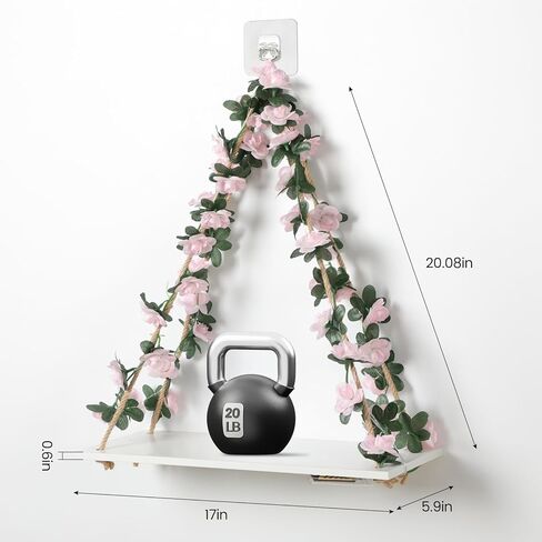 أرفف عائمة للجدار لا حفر ، فنية dcorations الجدار ، رف معلق ، أوراق وشريط فاتح مع زهرة ، مجموعة من 2 ديكور النبات لضابط غرفة نوم المنزل المنزل ، ديكور بوهو ، هدايا للمرأة in Kuwait