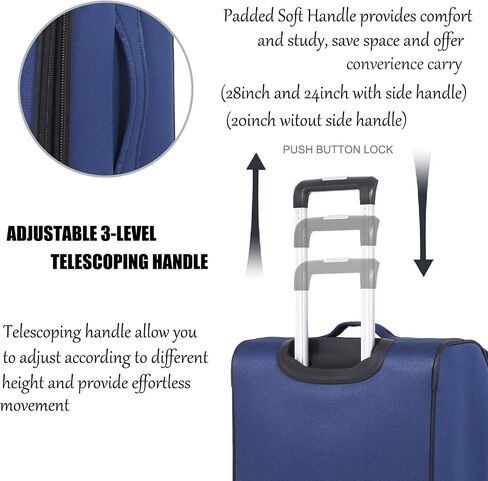 Softside Luggage Sets With Spinner Wheels, Softshell Lightweight Suitcase With Expandable And TSA Lock, 3pcs Set (Black) in Saudi Arabia