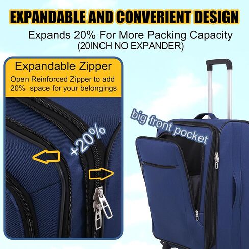 Softside Luggage Sets With Spinner Wheels, Softshell Lightweight Suitcase With Expandable And TSA Lock, 3pcs Set (Black) in Saudi Arabia