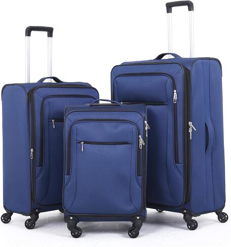 Softside Luggage Sets With Spinner Wheels, Softshell Lightweight Suitcase With Expandable And TSA Lock, 3pcs Set (Black) in Saudi Arabia