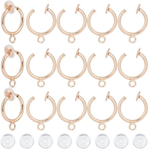1 صندوق 30 قطعة محول القرط كليب على الأقراط الفضية كليب الظهر الأطواق النحاسية غير مثقوبة نتائج القرط مع الحلقات ومنصات السيليكون مقاطع القرط لمستلزمات صنع المجوهرات النساء المبتدئات in Kuwait