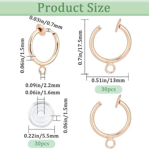 1 صندوق 30 قطعة محول القرط كليب على الأقراط الفضية كليب الظهر الأطواق النحاسية غير مثقوبة نتائج القرط مع الحلقات ومنصات السيليكون مقاطع القرط لمستلزمات صنع المجوهرات النساء المبتدئات in Kuwait
