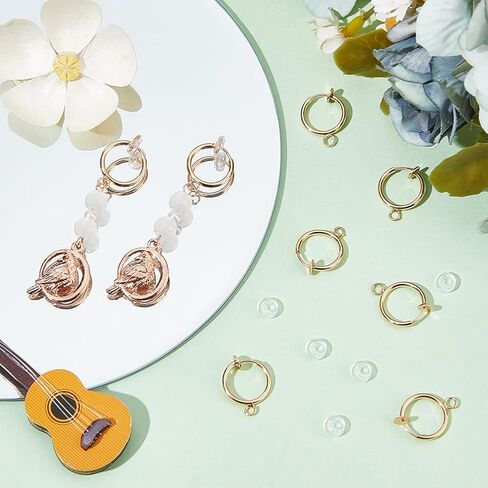 1 صندوق 30 قطعة محول القرط كليب على الأقراط الفضية كليب الظهر الأطواق النحاسية غير مثقوبة نتائج القرط مع الحلقات ومنصات السيليكون مقاطع القرط لمستلزمات صنع المجوهرات النساء المبتدئات in Kuwait