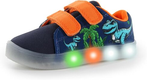 Yeskis Boys Girls تضيء أحذية رياضية تنفس Vivaki LED Cartoon Cartoon Cartoon Dual Hook and Loops Canvas Walking Tennis أحذية للأطفال الصغار الصغار in Kuwait