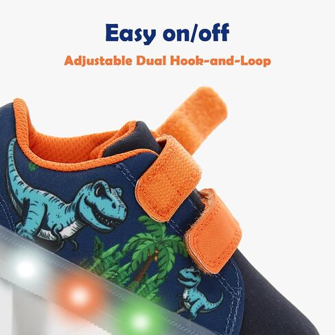 Yeskis Boys Girls تضيء أحذية رياضية تنفس Vivaki LED Cartoon Cartoon Cartoon Dual Hook and Loops Canvas Walking Tennis أحذية للأطفال الصغار الصغار in Kuwait