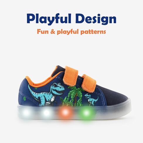 Yeskis Boys Girls تضيء أحذية رياضية تنفس Vivaki LED Cartoon Cartoon Cartoon Dual Hook and Loops Canvas Walking Tennis أحذية للأطفال الصغار الصغار in Kuwait