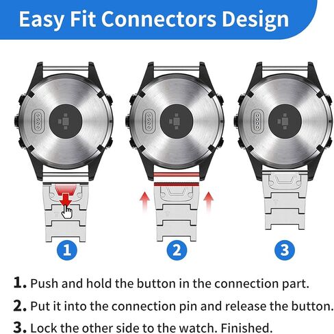 for Garmin Fenix 7X/6X/5X Plus Band, 26mm Titanium Metal Quick Release Easy Fit Watch Bands with Double Button Clasp for GarminEnduro 2 / Descent Mk2i / Tactix 7 Pro Smartwatch (Black) in Saudi Arabia