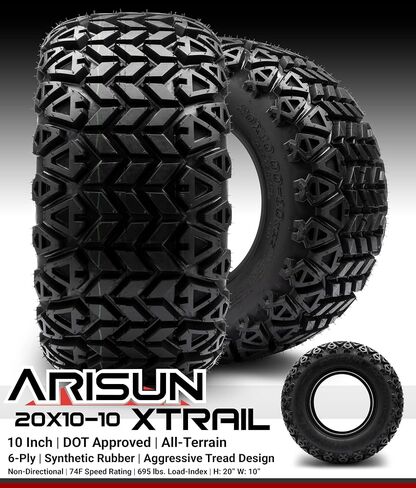 Full set of Arisun X-Trail AT06 20x10-10 (4ply) Golf Cart Tires (4) in Saudi Arabia
