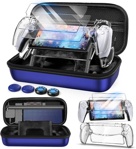 12 in 1 Accessories Set for Playstation Portal, Hard Carrying Case for PS Portal with Clear Skin Case for PS5 Portal, 2 Screen Protector with 4 Thumb Grip, Light Gray in Saudi Arabia