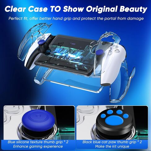 12 in 1 Accessories Set for Playstation Portal, Hard Carrying Case for PS Portal with Clear Skin Case for PS5 Portal, 2 Screen Protector with 4 Thumb Grip, Light Gray in Saudi Arabia