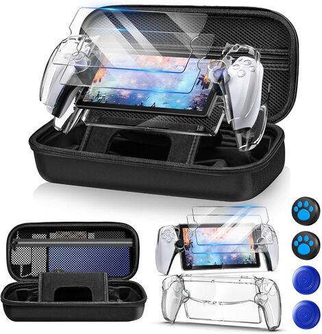 12 in 1 Accessories Set for Playstation Portal, Hard Carrying Case for PS Portal with Clear Skin Case for PS5 Portal, 2 Screen Protector with 4 Thumb Grip, Light Gray in Saudi Arabia