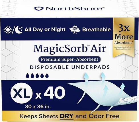 NorthShore MagicSorb Air, 30 x 36, 60 oz., Super-Absorbent Disposable Underpads, X-Large, Pack/10 in Saudi Arabia