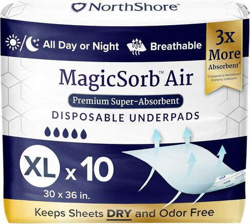 NorthShore MagicSorb Air, 30 x 36, 60 oz., Super-Absorbent Disposable Underpads, X-Large, Pack/10 in Saudi Arabia