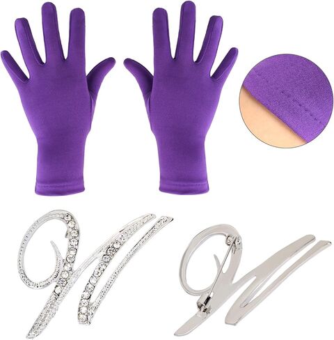 Beelittle Black Top Hat Core Set Silver Walking Scepter Purple Gloves Retros Retros Brooch لإكسسوارات عيد الهالوين in Kuwait