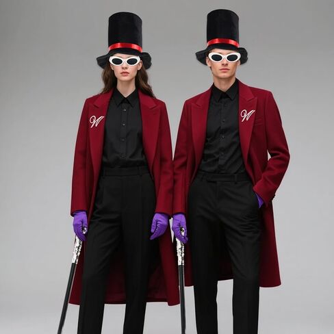Beelittle Black Top Hat Core Set Silver Walking Scepter Purple Gloves Retros Retros Brooch لإكسسوارات عيد الهالوين in Kuwait