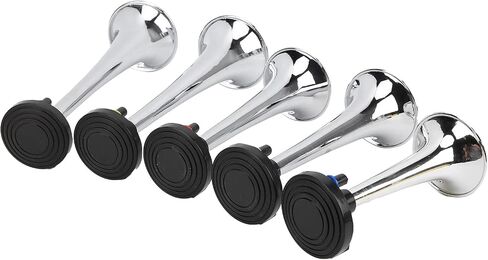 Air Trumpet Set 5 Trumpet 12V Heavy Duty Chrome Musical Air Horn with Compressor Relay Hose for Trucks Trains Ships in Saudi Arabia