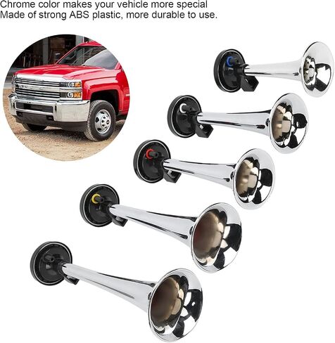 Air Trumpet Set 5 Trumpet 12V Heavy Duty Chrome Musical Air Horn with Compressor Relay Hose for Trucks Trains Ships in Saudi Arabia
