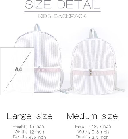 MT World Personalized Toddler Backpack for Girls 5-9 ، حقيبة ظهر Seersucker Daycare مع الاسم ، Preppy Packpacks Kids Bookbag للحصول على هدايا المدرسة اليومية والهدايا (Pink) in Kuwait