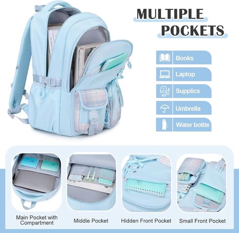 DIGOBAY Backpacks for Girls - 3PCS Girls Backpack with Lunch Box & Pencil Pouch School Backpacks for Elementary Middle High College School Bookbag for Teen Girl Kids Students Aquamarine-purple in Saudi Arabia