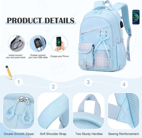DIGOBAY Backpacks for Girls - 3PCS Girls Backpack with Lunch Box & Pencil Pouch School Backpacks for Elementary Middle High College School Bookbag for Teen Girl Kids Students Aquamarine-purple in Saudi Arabia