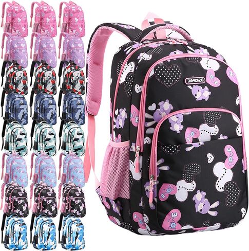 24 Pcs 17 Inch School Backpacks Bulk for Kids Classic Bookbags in Bulk for Boys Girls Back to School Supplies Elementary Middle School Students Donation Charities, 8 Assorted Colors in Saudi Arabia