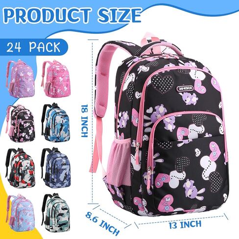 24 Pcs 17 Inch School Backpacks Bulk for Kids Classic Bookbags in Bulk for Boys Girls Back to School Supplies Elementary Middle School Students Donation Charities, 8 Assorted Colors in Saudi Arabia