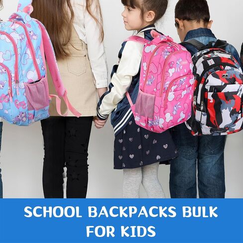 24 Pcs 17 Inch School Backpacks Bulk for Kids Classic Bookbags in Bulk for Boys Girls Back to School Supplies Elementary Middle School Students Donation Charities, 8 Assorted Colors in Saudi Arabia