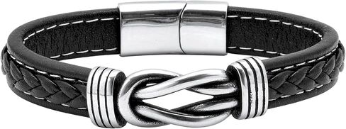 Palm Beach Jewelry Men's Stainless Steel Leather Cuff Bracelet 9-inch in Saudi Arabia