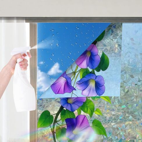 فيلم نافذة النرجس الزجاجي الملون Nuxovilar ، 17.7 × 39.4inch ، تمشيط نمط الأزهار الطازج للمنزل والديكور (Sparkle) in Kuwait