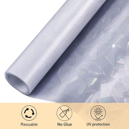 فيلم نافذة النرجس الزجاجي الملون Nuxovilar ، 17.7 × 39.4inch ، تمشيط نمط الأزهار الطازج للمنزل والديكور (Sparkle) in Kuwait