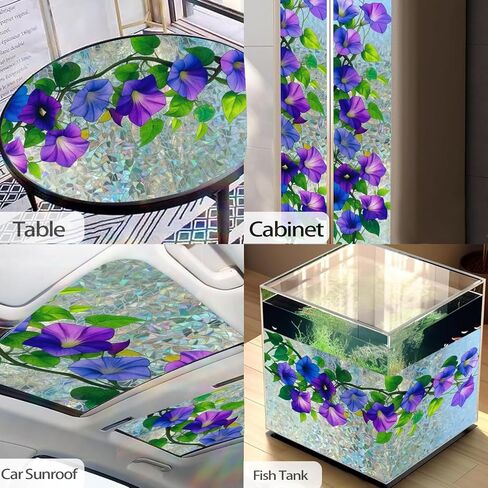 فيلم نافذة النرجس الزجاجي الملون Nuxovilar ، 17.7 × 39.4inch ، تمشيط نمط الأزهار الطازج للمنزل والديكور (Sparkle) in Kuwait