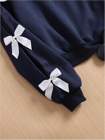 SOLY HUX GIRL'S Y2K BOW SWESSHIRT CREW الرقبة إسقاط كتف طويل الأكمام قمم السحب اللطيفة in Saudi Arabia