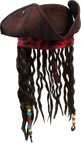 Nicky Bigs Novelties Deluxe Caribbean Pirate Costume Accessory Set Tricorn Hat with Faux Dreads Pirate Sword Hook Eye Patch Gold Earring Halloween Cosplay and Theater Props for Adults in Saudi Arabia
