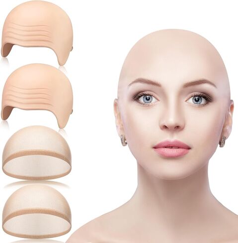 Willbond 4 PCS Bald Cap Makeup Latex Bald Head Caps للبالغين نساء ملحقات الأزياء للمكياج للمسرح Cosplay Party Cosplay in Saudi Arabia