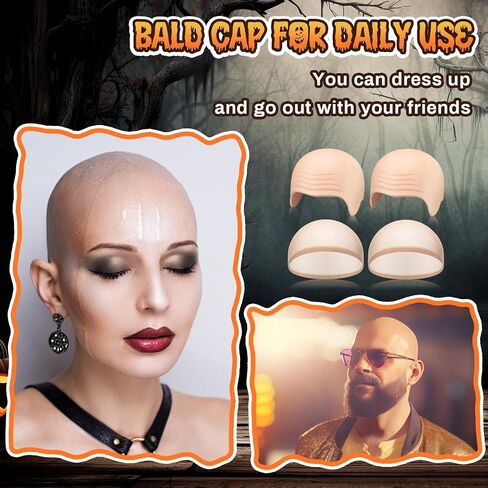 Willbond 4 PCS Bald Cap Makeup Latex Bald Head Caps للبالغين نساء ملحقات الأزياء للمكياج للمسرح Cosplay Party Cosplay in Saudi Arabia